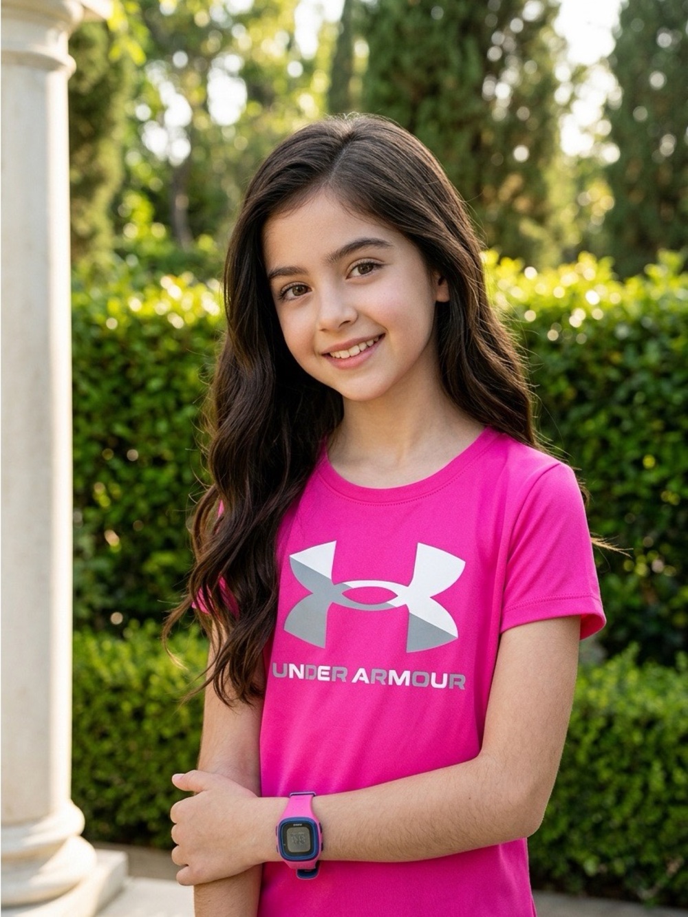 Under Armour Girls' Performance Tee - Hot Pink Size YS